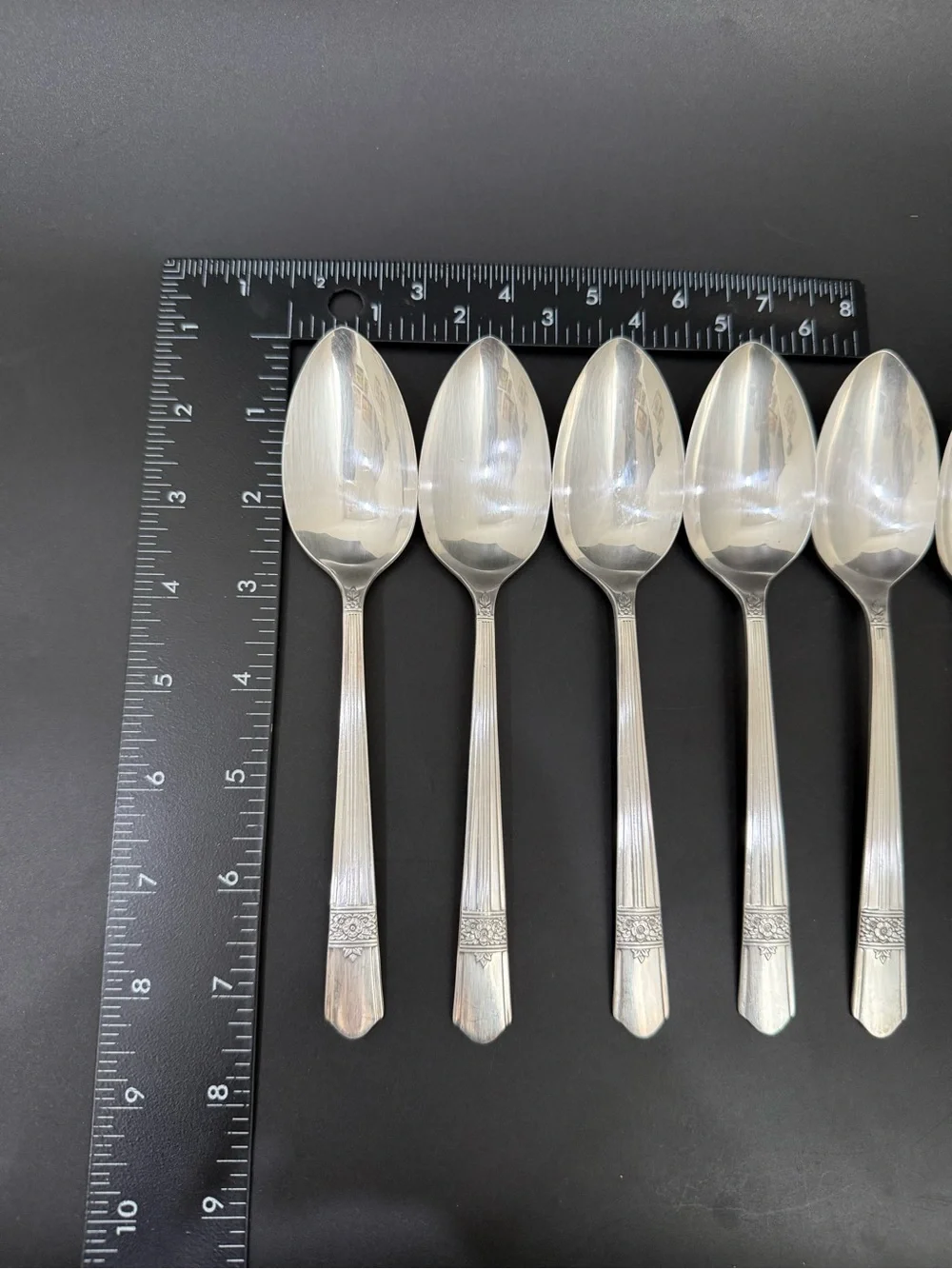 6pc Vintage ONEIDA Simeon & George Rogers Co. Silver Rose Silver-plate Spoons